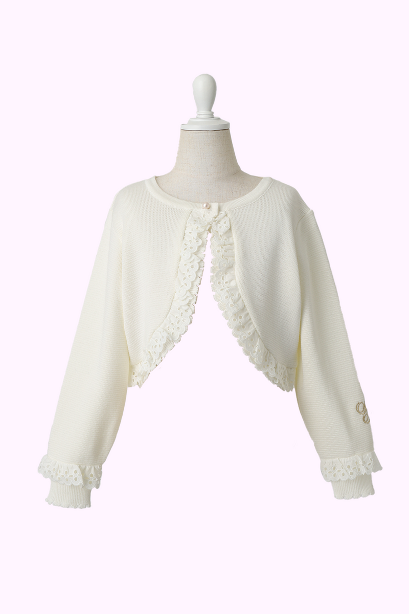 売れ筋商品|||ハロッズ(Harrods)白ボレロ&半袖ニット レース付きニットボレロ（Toddler） – Shirley Temple Online Store