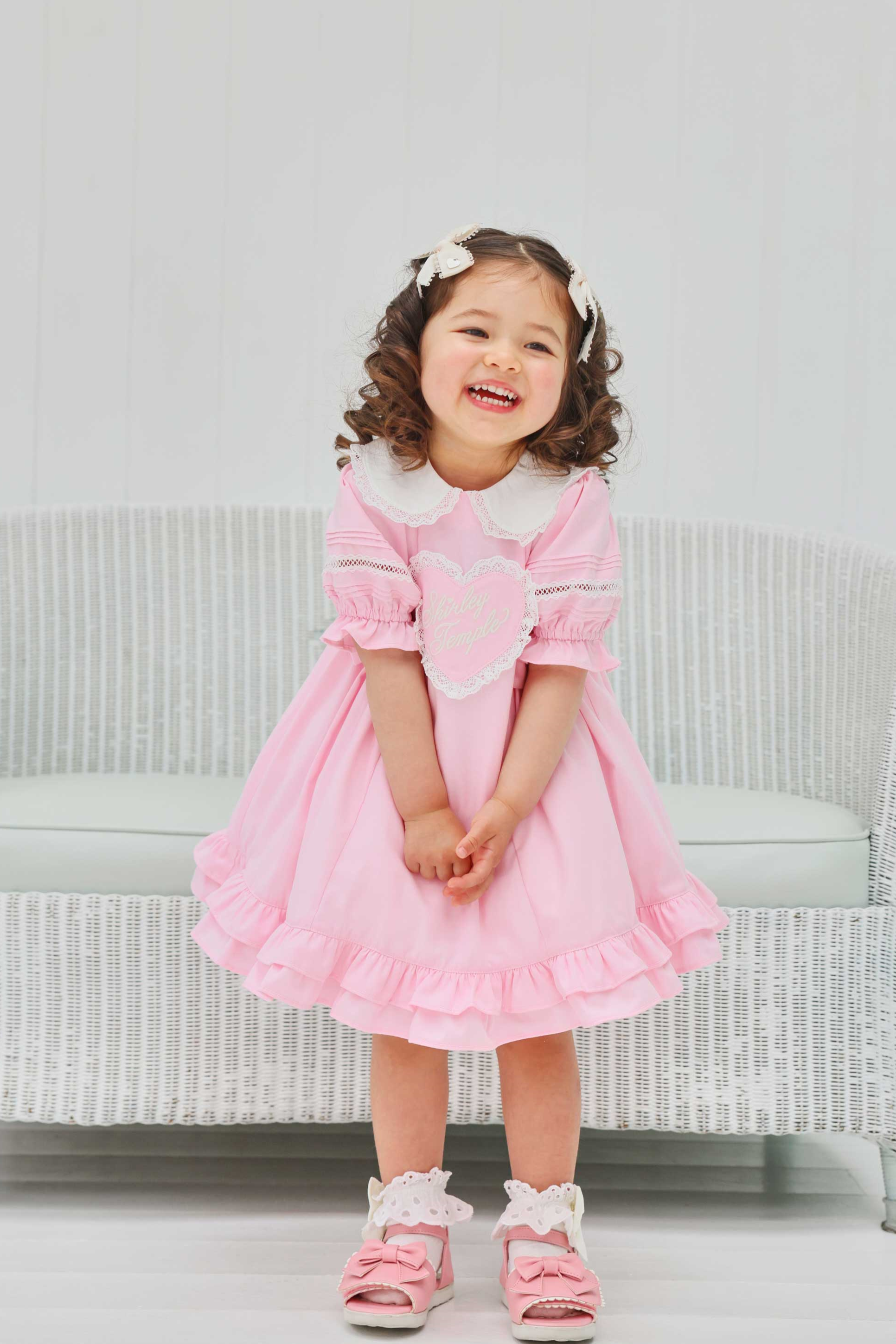 美品　MERLETTE ピンク フリルドレス X SMALL ハートフリルピンタックワンピース（Baby） – Shirley Temple Online Store