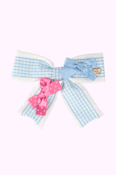 ギンガムBIGリボンクリップ