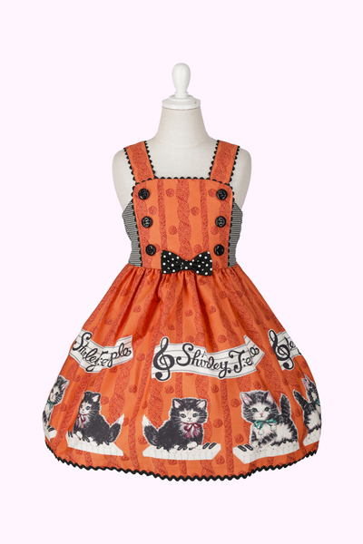 こねこ&メロディープリントジャンパースカート(Toddler)