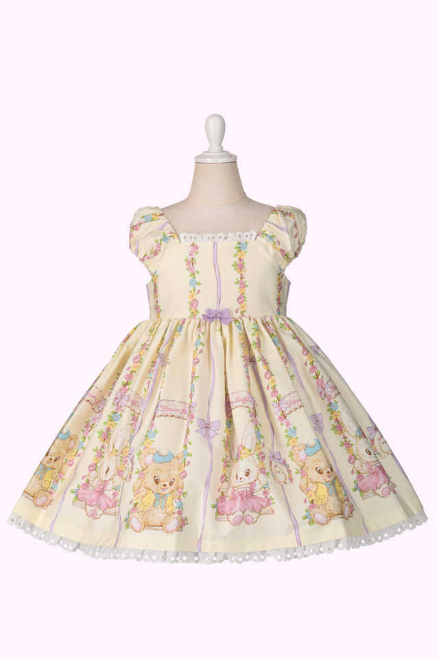 美品 シャーリーテンプル 不思議の国のアリス 絵本プリントワンピース
