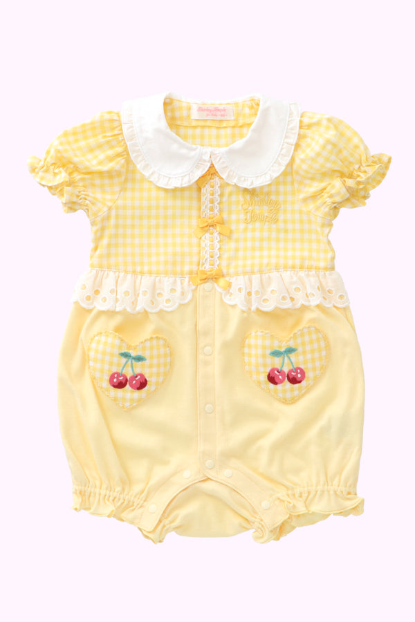 BABY　ギンガムワンピース　イエロー　黄色　ハート BABY ギンガムワンピース イエロー 黄色 ハート シャーメイン
