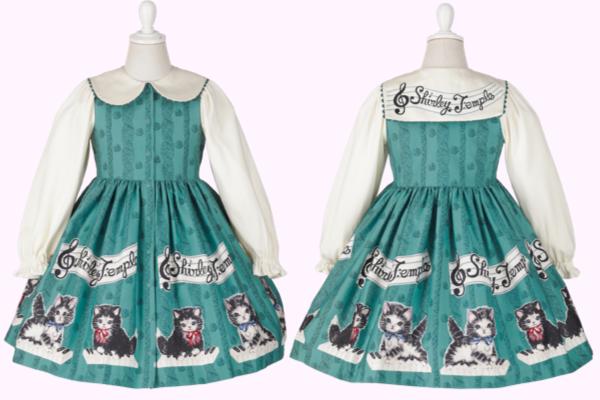 Limited Color ♡こねこ&メロディープリントワンピース【Green】♡