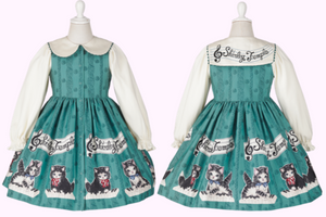 Limited Color ♡こねこ&メロディープリントワンピース【Green】♡