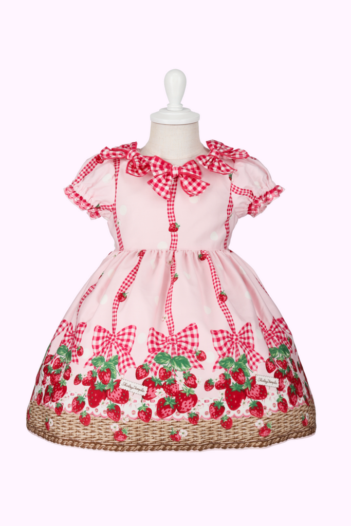 シャーリーテンプル いちごバスケットワンピース 100cm いちごバスケットプリントリボンワンピース(Toddler) – Shirley
