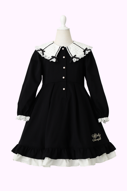 はしごリボンレース襟カットソーワンピース（Toddler）