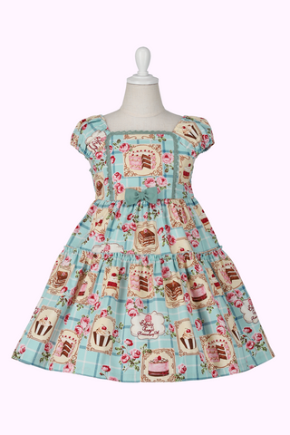 Shirley Temple スイーツ 半袖ワンピース シャーリーカフェプリント Shirley Temple スイーツ 半袖ワンピース シャーリーカフェプリント