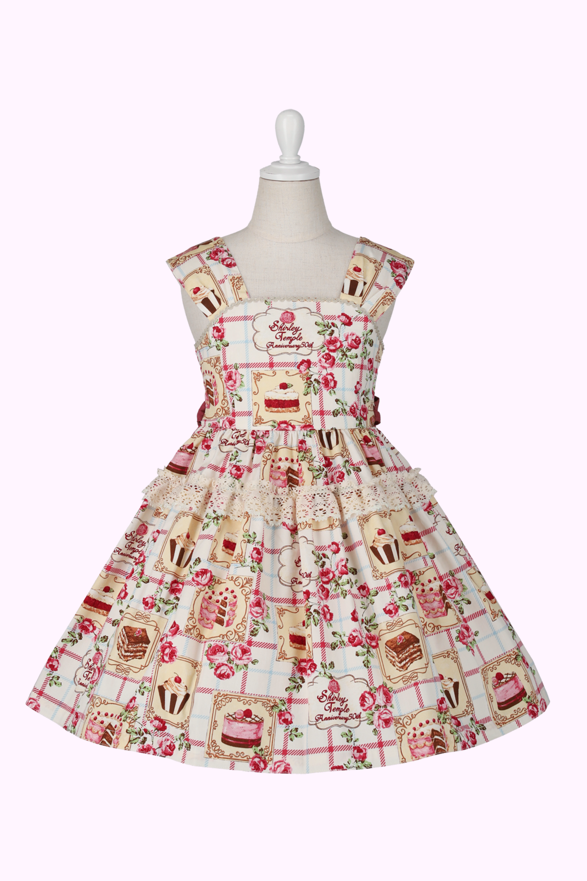 シャーリーカフェプリントワンピース・ピンク120・USED・シャーリーテンプル・ Shirley Temple シャーリーテンプル 120 ピンクドット柄セーラー