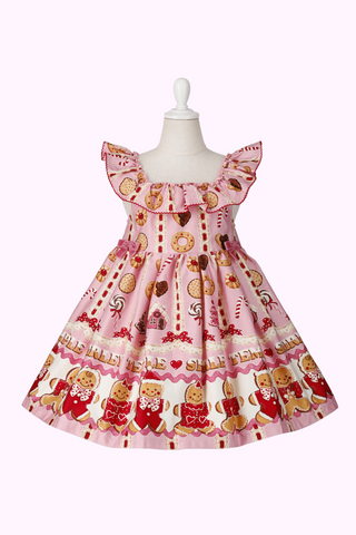シャーリーテンプル♪お菓子のお家柄 JSK 90 ピンク ジンジャーマン シャーリーテンプル♪お菓子のお家柄 JSK 90 ピンク ジンジャーマン