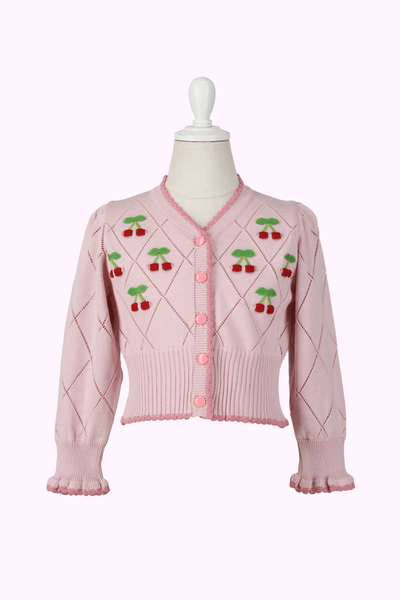ダイヤ柄チェリーニットカーディガン（Toddler）