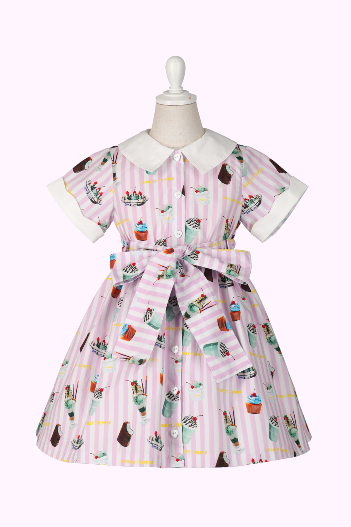 チョコミントプリントシャツワンピース(Toddler) – Shirley Temple チョコミントプリントシャツワンピース(Toddler) – Shirley Temple