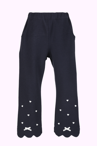 ハート刺繍デニム風スカラップパンツ(Sister)