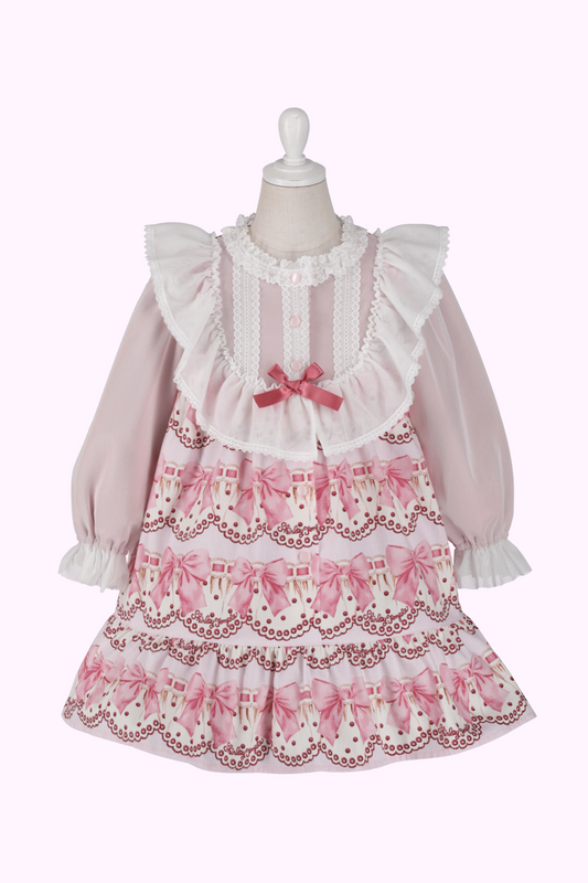 アンティークリボンレースプリントワンピース（Toddler）