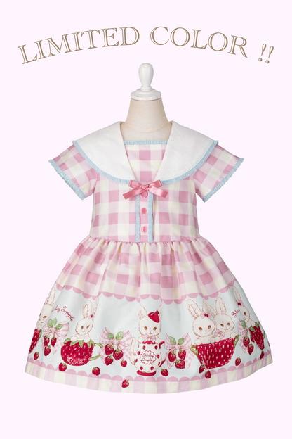 ストロベリーバニーティータイムプリントセーラーワンピース（Toddler）
