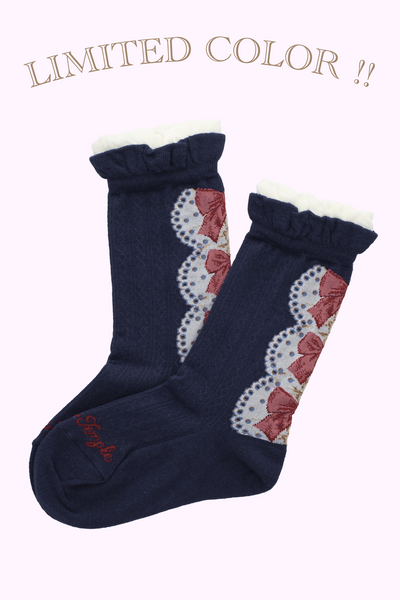 アンティークリボンレース柄ソックス（14~23cm）