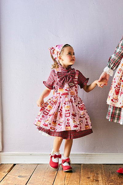 タータンリボンシャツワンピース＋シャーリーカフェプリントエプロン（Toddler）
