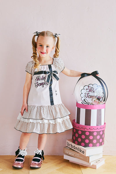 モノトーンドットドッキングワンピース＋モノトーンドットリボンポニー（Toddler）