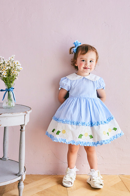 サッカーストライプお花アップリケワンピース（Toddler）