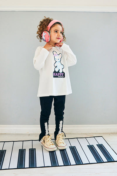 ハッピーラビットロングカットソー＋レース付きスリットレギンス（Toddler）