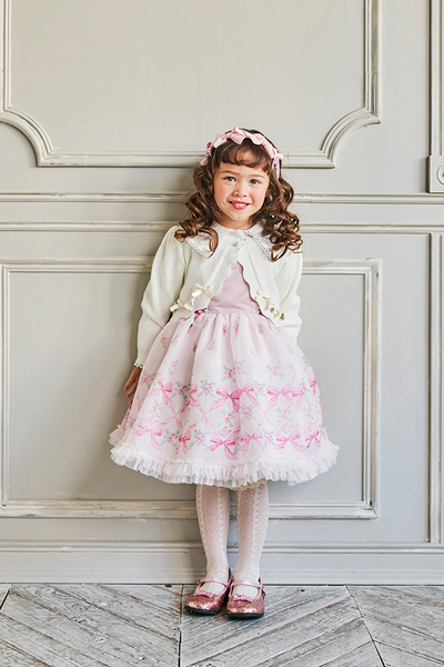 オーガンジーリボンフラワープリントジャンパースカート（Toddler）