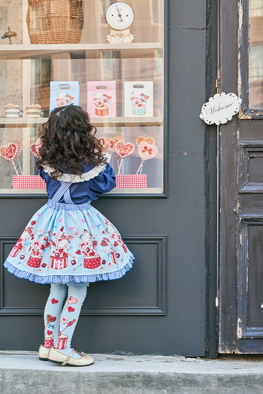 スイートハートプリント胸当て付きスカート（Toddler）