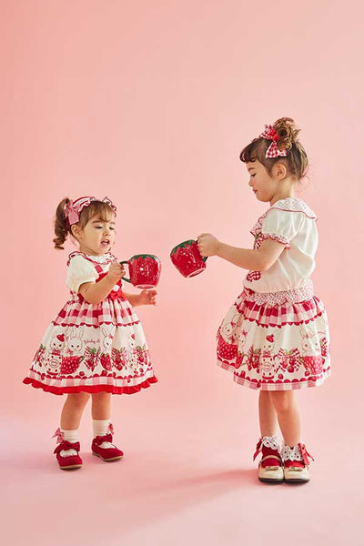 ストロベリーバニーティータイムプリントジャンパースカート（Toddler）