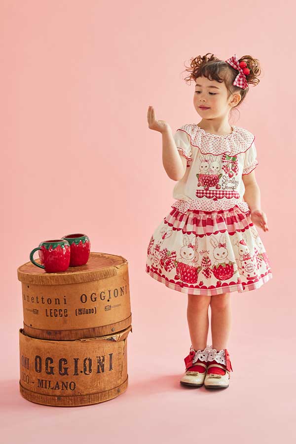 ストロベリーバニーティータイムプリントパンツインスカート（Toddler）