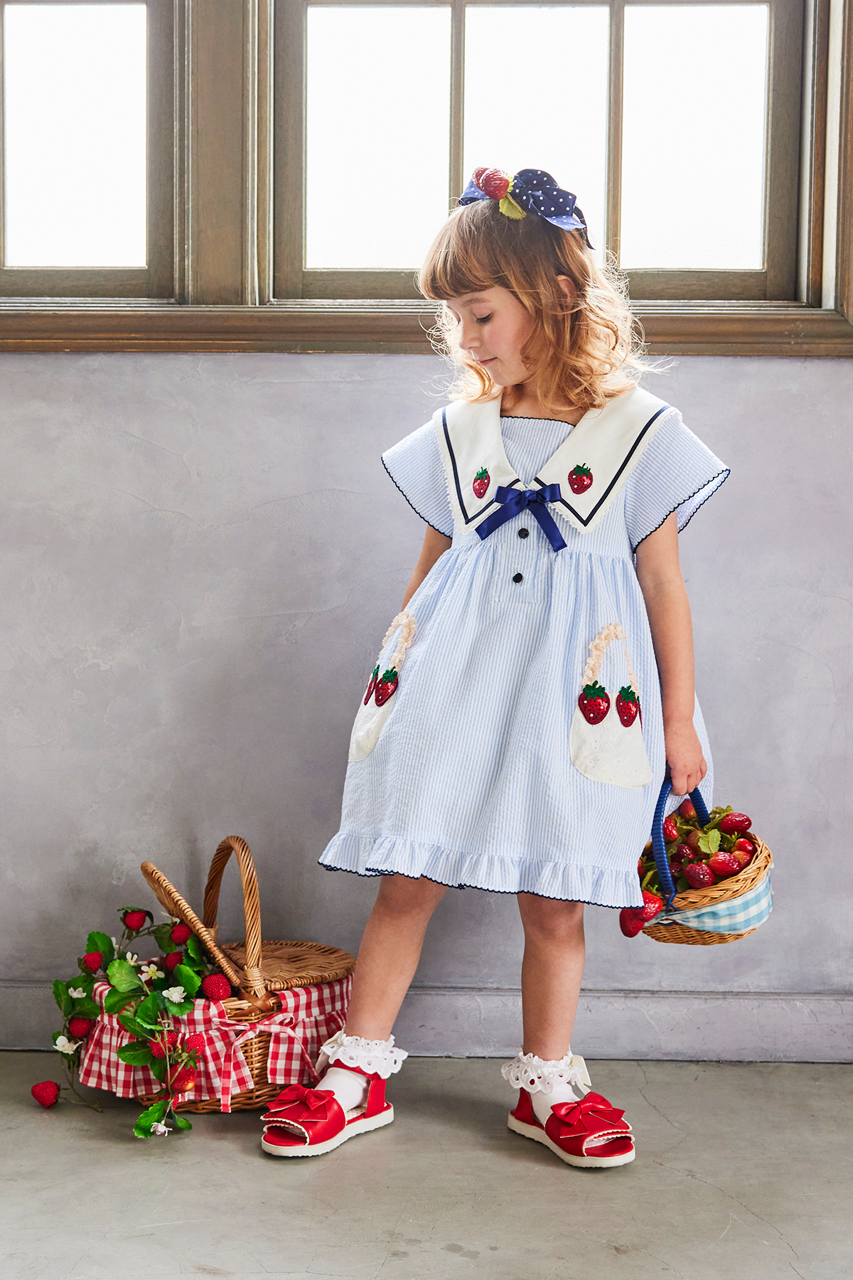 ストロベリーバスケットストライプワンピース（Toddler） – Shirley