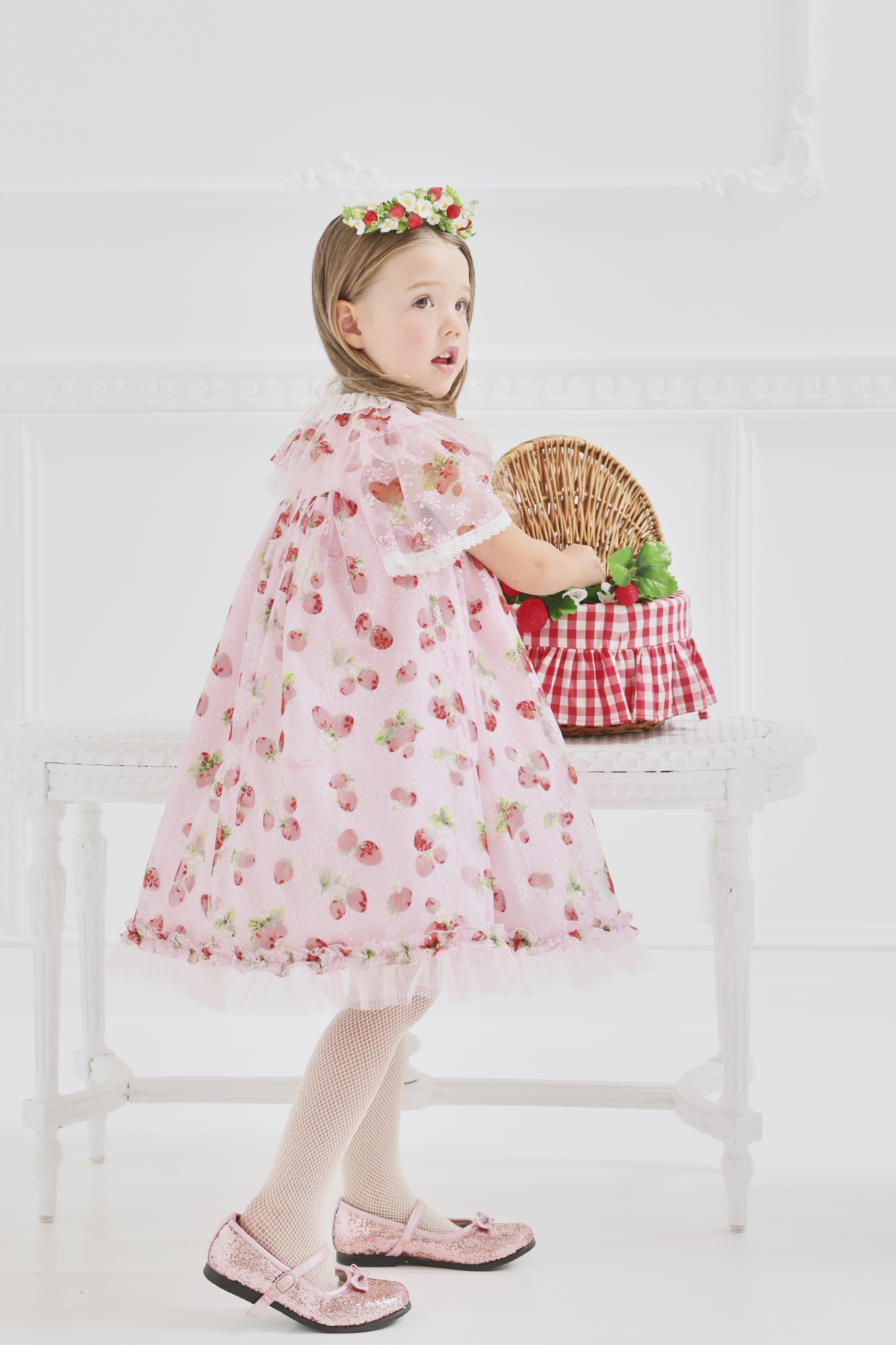 シャーリーテンプル130　ケーキとチェリーのノースリーブワンピース キッズ服(100cm~) シャーリーテンプル130 ケーキとチェリーの