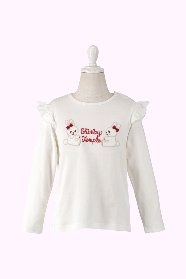 うさぎアップリケフリルロングTシャツ（Toddler）