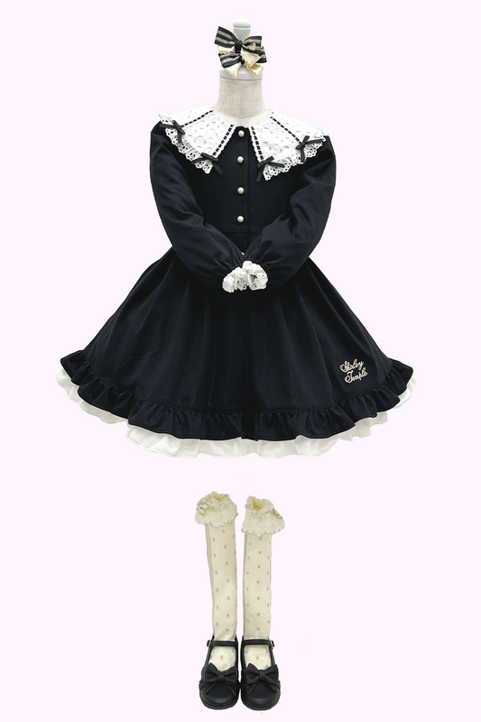 はしごリボンレース襟カットソーワンピース（Toddler）