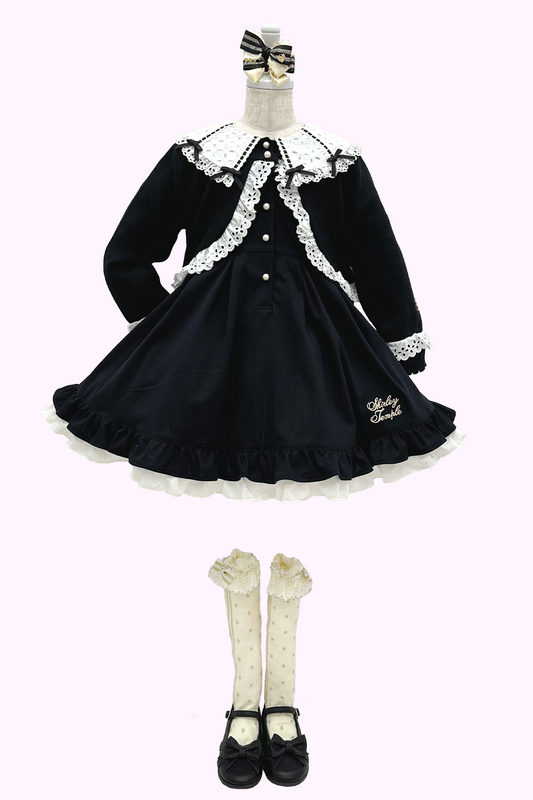 はしごリボンレース襟カットソーワンピース（Toddler）