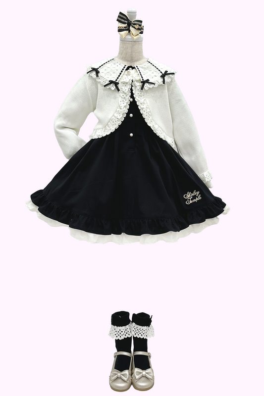 はしごリボンレース襟カットソーワンピース（Toddler）
