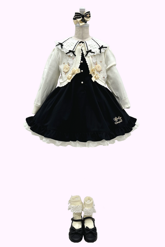 はしごリボンレース襟カットソーワンピース（Toddler）