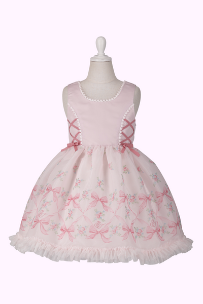 オーガンジーリボンフラワープリントジャンパースカート（Toddler）