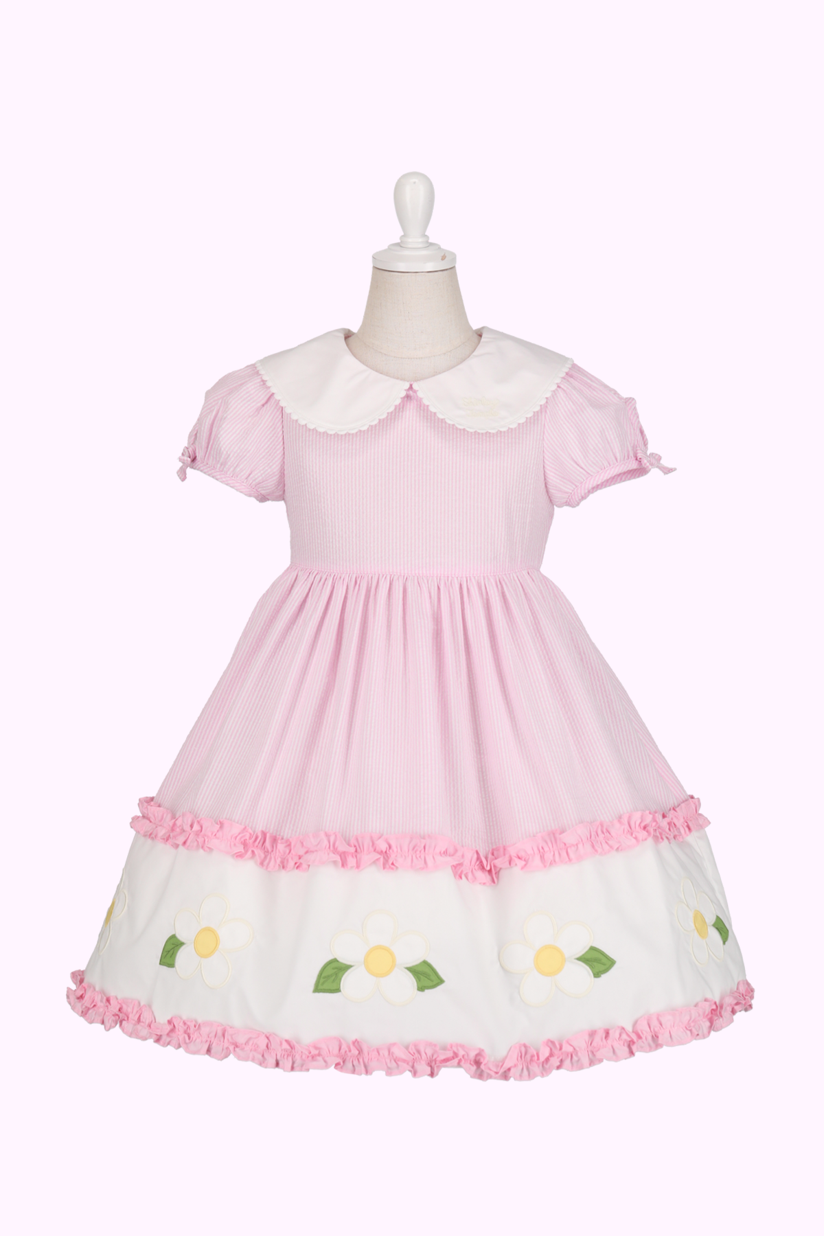 サッカーストライプお花アップリケワンピース（Toddler）