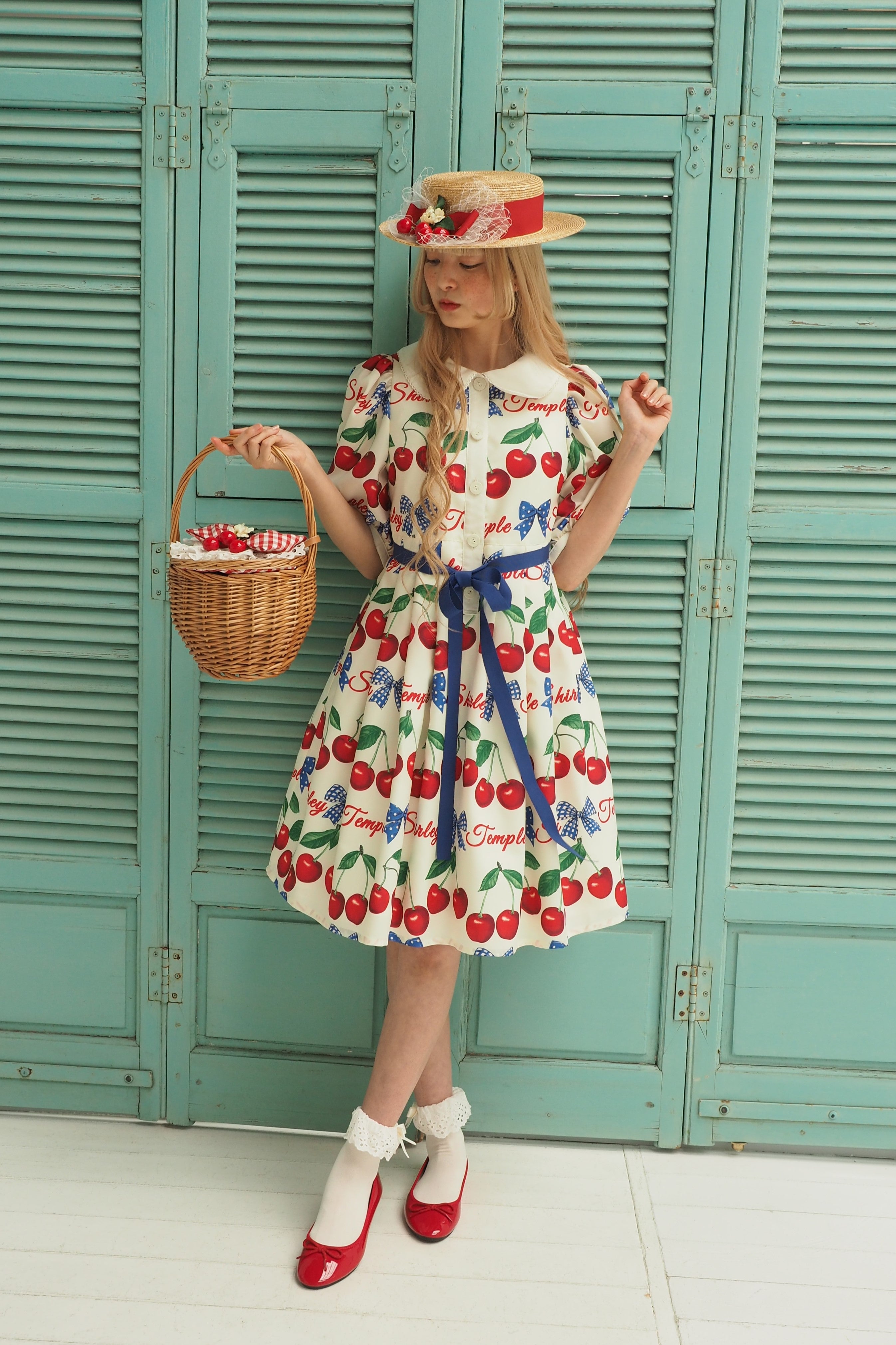 レディース・チェリー付きバスケットバッグ – Shirley Temple Online Store