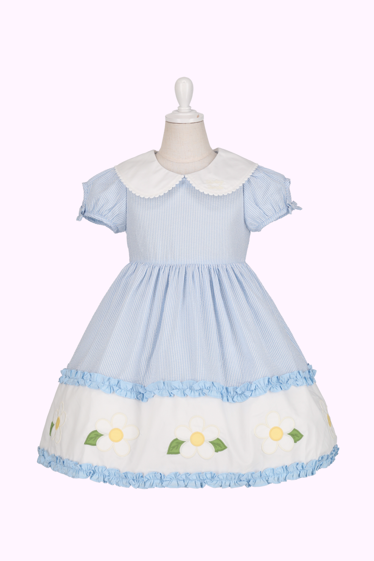 サッカーストライプお花アップリケワンピース（Baby）