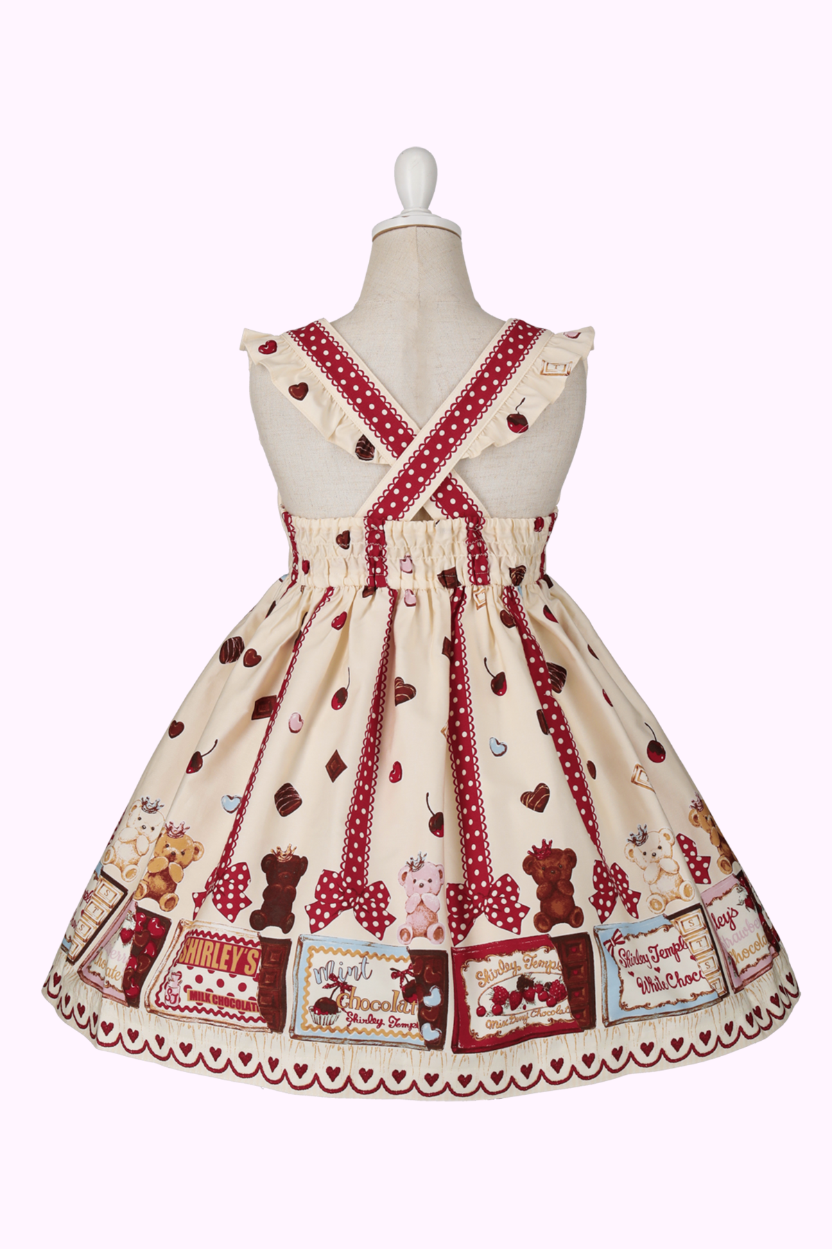 Shirley Temple チェリーチョコプリントjsk シャーリーチョコレートプリントジャンパースカート（Toddler