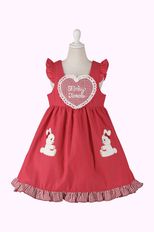 うさぎギンガムハートジャンパースカート（Toddler）