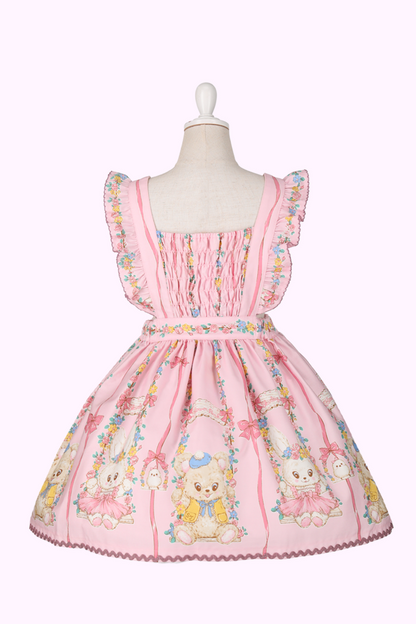 フラワーパークプリントエプロン風ジャンパースカート（Toddler）