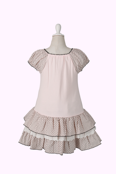 モノトーンドットドッキングワンピース＋モノトーンドットリボンポニー（Toddler）