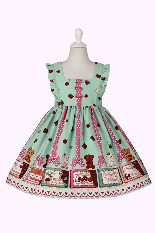 シャーリーチョコレートプリントジャンパースカート（Toddler）