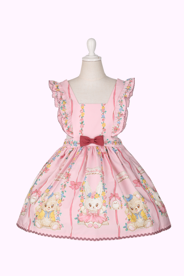 フラワーパークプリントエプロン風ジャンパースカート（Toddler）