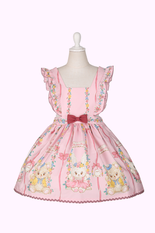フラワーパークプリントエプロン風ジャンパースカート（Toddler）