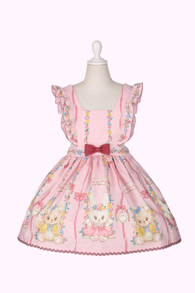 フラワーパークプリントエプロン風ジャンパースカート（Toddler）