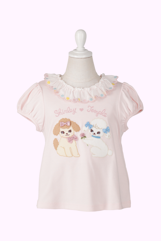 わんちゃんフラワーアップリケTシャツ（Baby）