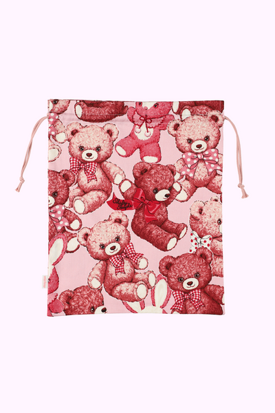 くま＆うさぎぬいぐるみプリント巾着セット