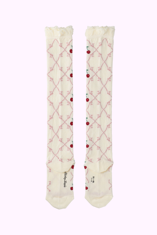 ダイヤ柄チェリーニーハイソックス（14～23cm）