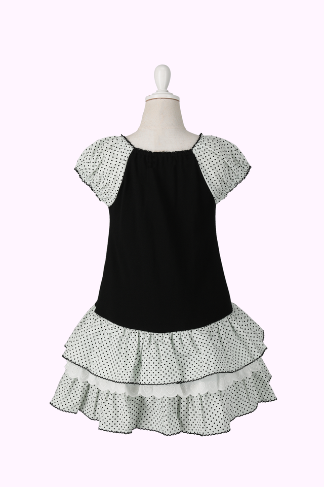 m*a様 シャーリーテンプル モノトーンドットドッキングワンピース 110 m*a様 シャーリーテンプル モノトーンドットドッキングワンピース 110